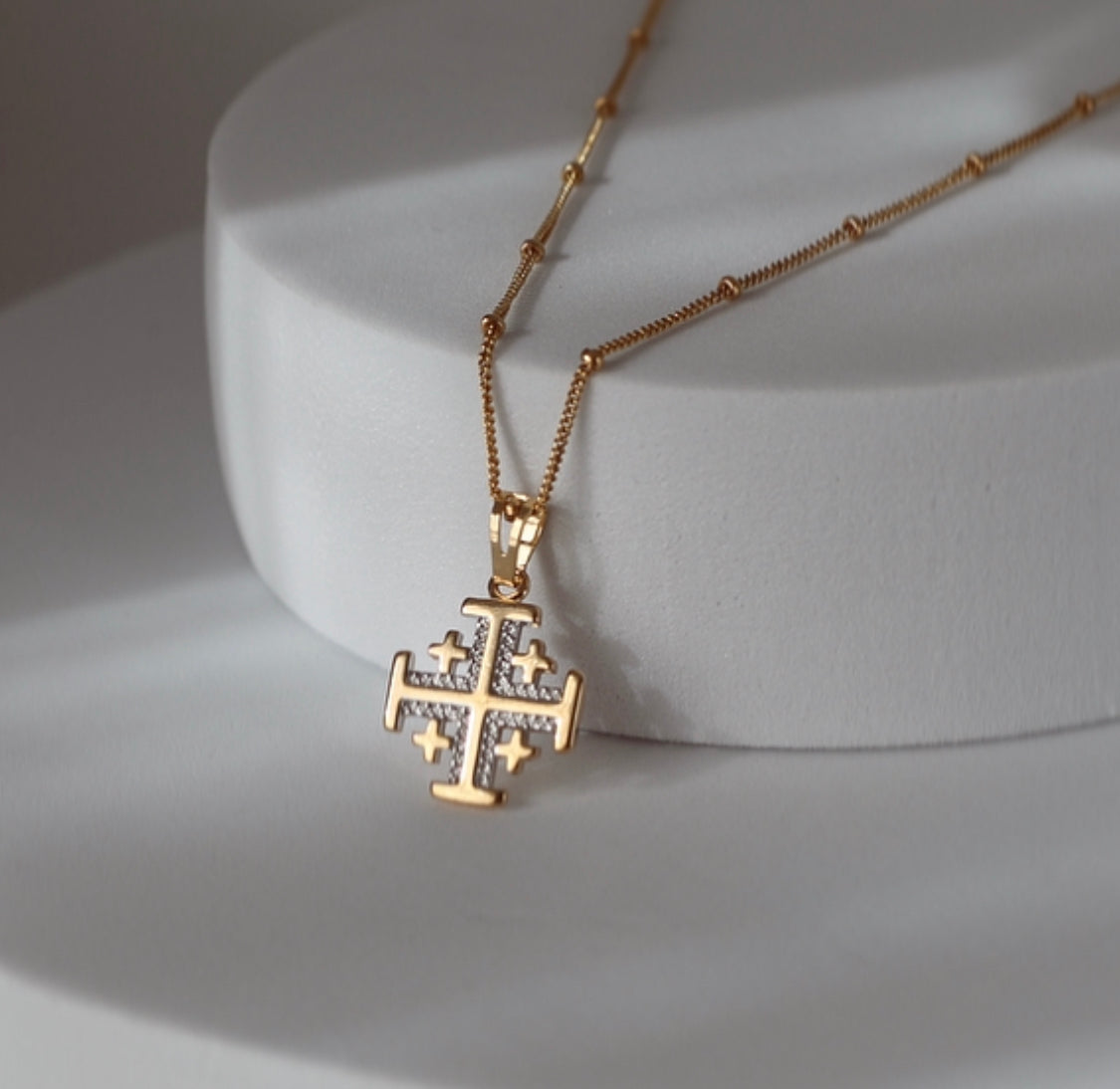 14K Gold Jerusalem Cross Pendant